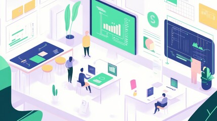 Obraz premium An AI powered system improving employee productivity by analyzing work patterns, AI-assisted task prioritization, and real-time performance tracking for better time management