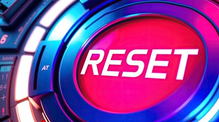 The word reset displayed on a futuristic device button