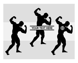 bodybuilder svg, gym Svg, muscle man Svg, workout Svg, fitness Svg, weights Svg, crossfit Svg,
Bodybuilder Monogram, Circle Monogram, Split Monogram