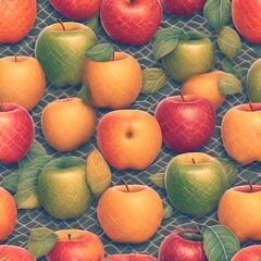 Apple Pattern Fruit Food Organic freshness. nutritious A vibrant assortment of apples, showcasing red, yellow