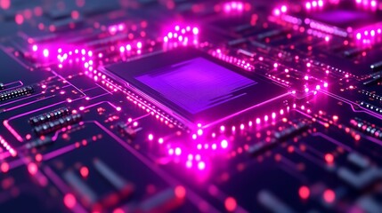 Fototapeta premium A close up of a glowing circuit board with processors
