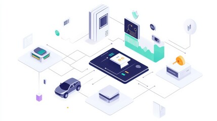 Obraz premium An AI powered system improving insurance claims processing by analyzing claims data, AI-assisted fraud detection, and real-time claim tracking for faster and more accurate insurance services