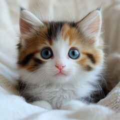 Adorable kitten with big blue eyes