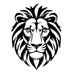Obraz premium Majestic Lion Silhouette: Bold, graphic depiction of a lion's head, exuding strength and regal presence.