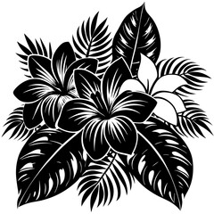 Vintage black and white floral vector pattern