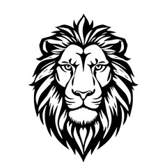 Majestic Lion: A bold, detailed illustration of a lion's head, showcasing its powerful presence, mane and intense gaze.