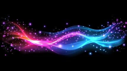Obraz premium Abstract artwork featuring flowing colors and sparkly light particles