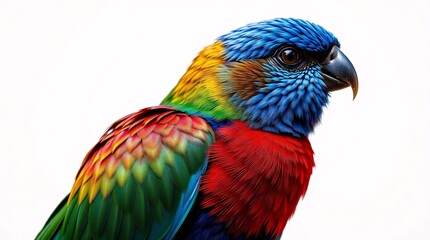 Fototapeta premium Colorful Bird with Iridescent Feathers Isolated on Plain Background - High-Resolution Stock Photo