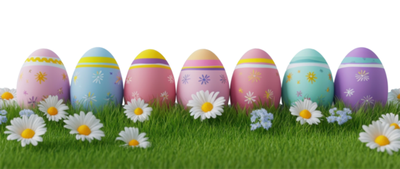 PNG Easter eggs and rabbit colorful pastel colors.
