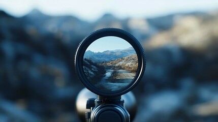 Close-Up View of a Sniper Rifle Scope with Stunning Reflections