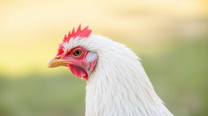 Detailed High-Resolution Chicken Profile with Feather Texture in Soft Natural Lighting