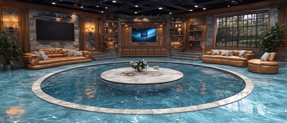 Naklejka premium Luxurious circular pool room