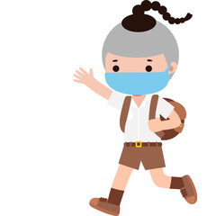 cartoon cute kid wearing face mask to protect against pm 2.5 dust Illustration flat style