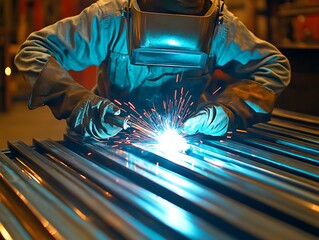 Welder Working on Metal.