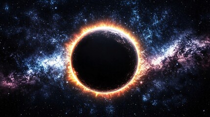 Obraz premium Glowing Planet in Deep Space with Nebula Background and Bright Aura