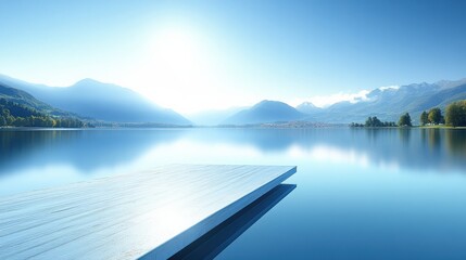Obraz premium Serene Mountain Lake Pier at Dawn