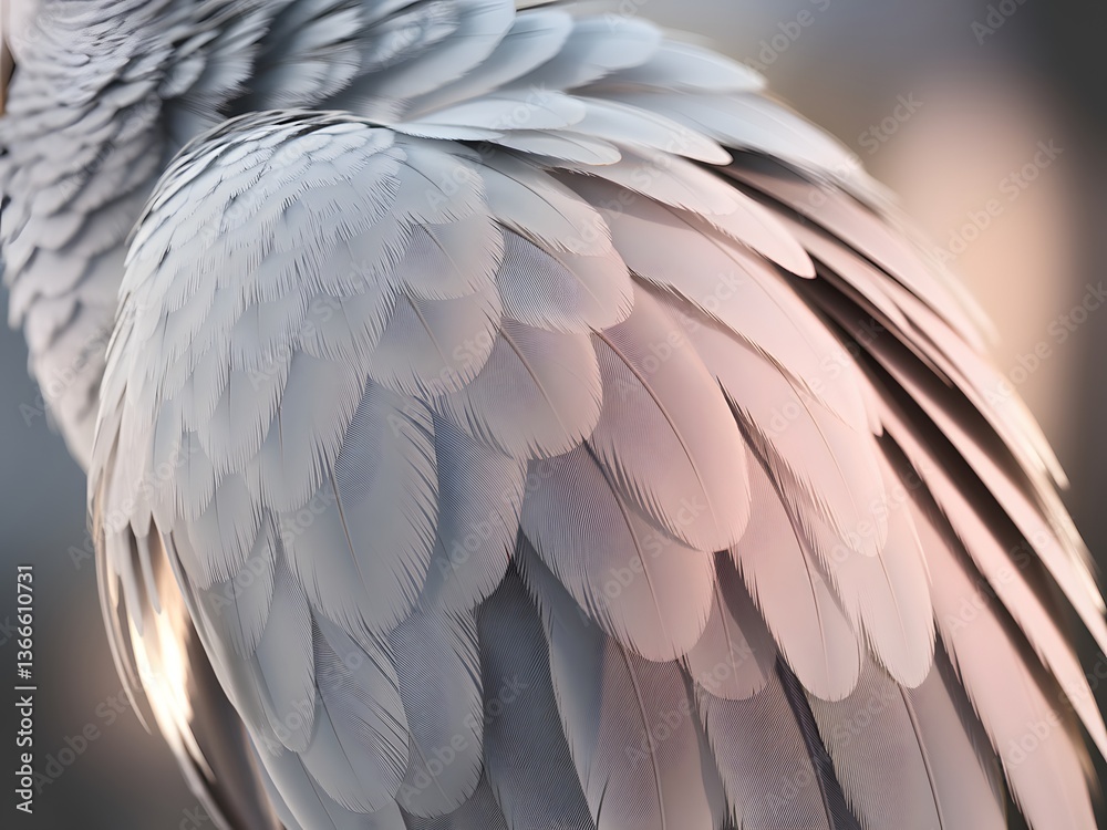 Poster grey parrot feathers texture, detailed close-up shot showcasing soft gradients. bird plumage with ge