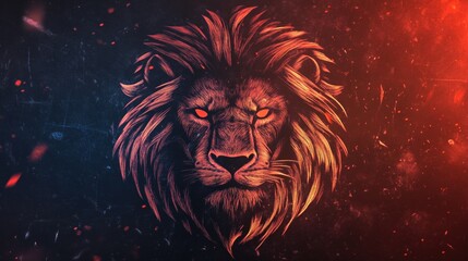 Fierce lion head portrait, vibrant colors