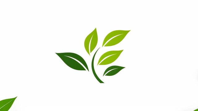 Minimalist green leaf icon on white background - symbolism of nature and sustainability