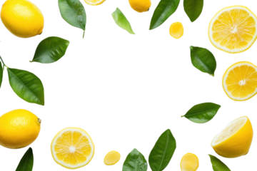 PNG Lemon border background slices fruits.