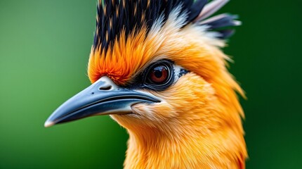 Fototapeta premium Close-Up High-Resolution Photo of Eurasian Hoopoe's Head with Detailed Crest Texture and Intense Eyes