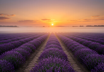 Fototapeta premium Lavender field at sunrise