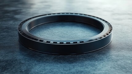 Metallic circular gear on smooth surface with industrial design and textured background