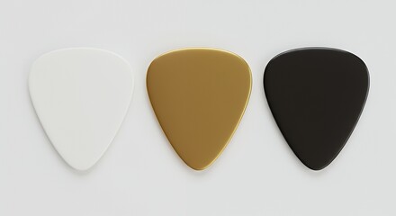 Three Colored Guitar Picks on a Light Background