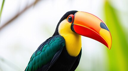 Obraz premium Vibrant Toucan Perched on Branch - High-Resolution Tropical Bird Photo