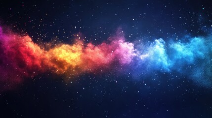 Naklejka premium Colorful cosmic nebula with vivid hues in starry night sky