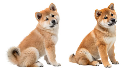 Obraz premium group of akita puppy dogs isolated