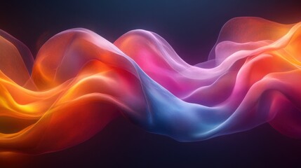 Obraz premium Abstract Colorful Flowing Fabric, Digital Art, Vibrant Hues, Smooth Curves, Glowing Texture, Dynamic Design, Neon Lights, Wave-like Pattern, Artistic Expression