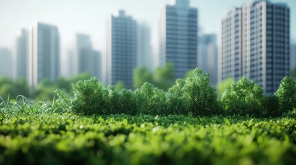 Lush greenery with urban skyscrapers in background: nature meets cityscape