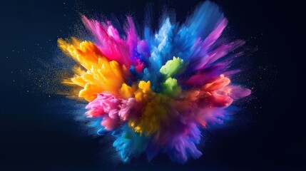 Vibrant color explosion of powder against dark background