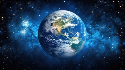Obraz premium Stunning view of earth from space surrounded by stars and galaxies