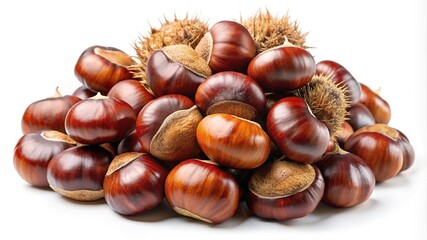 A Pile of Freshly Harvested Brown Chestnuts Ready for Roasting or Cooking