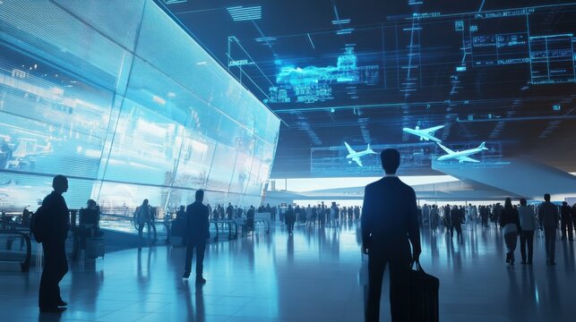 An AI powered system optimizing airport operations by analyzing passenger data, AI-assisted flight scheduling, and real-time crowd management for smoother travel experiences