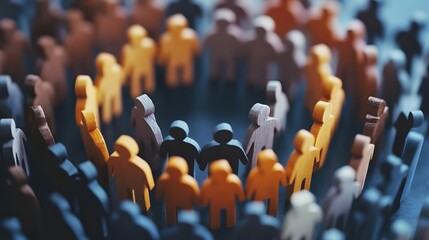 Obraz premium Colorful wooden figures create a vibrant circle of unity and diversity during a community gathering in a creative workspace