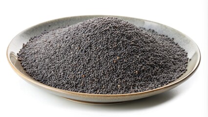 A Closeup View of a Pile of Poppy Seeds on a Grey Plate