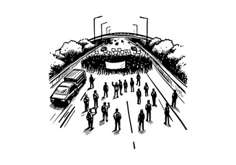 Fototapeta premium May Day labour hand drawn sketch vector illustration
