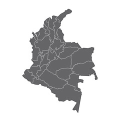 Map silhouette Colombia with shapes of regions Vector illustration
