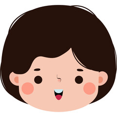 cute little kid head character element Illustration flat style