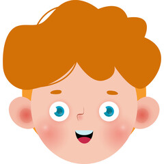 cute little kid head character element Illustration flat style