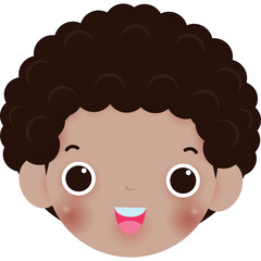 cute little kid head character element Illustration flat style