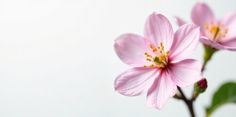 Dainty flower with delicate texture on pure white, blossoms, flower closeup,