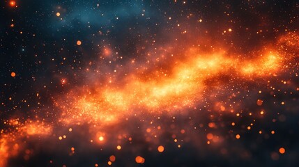 Naklejka premium Cosmic Firestorm: A Celestial Blaze of Orange and Gold