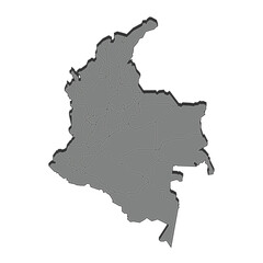 Map 3D silhouette Colombia with shapes of regions Vector illustration