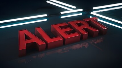 Dramatic Alert Message, Red 3d Letters, A High-contrast Image, Neon Reflections. Urgent Warning Is Displayed. Bold Text Stands Out, The Message Conveys Importance, Immediate Attention Required.