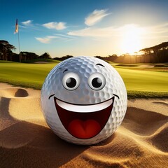 Laughing Golf Ball In A Sand Trap