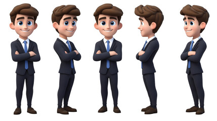 3D Illustration of a Businessman in a Blue Suit on Isolated Background